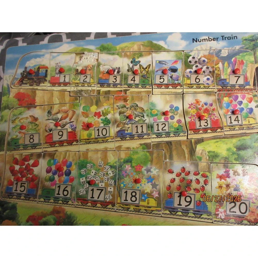 Melissa & Doug Number Train Peg Puzzle Wooden 1-20 Counting Toy 114 Vintage